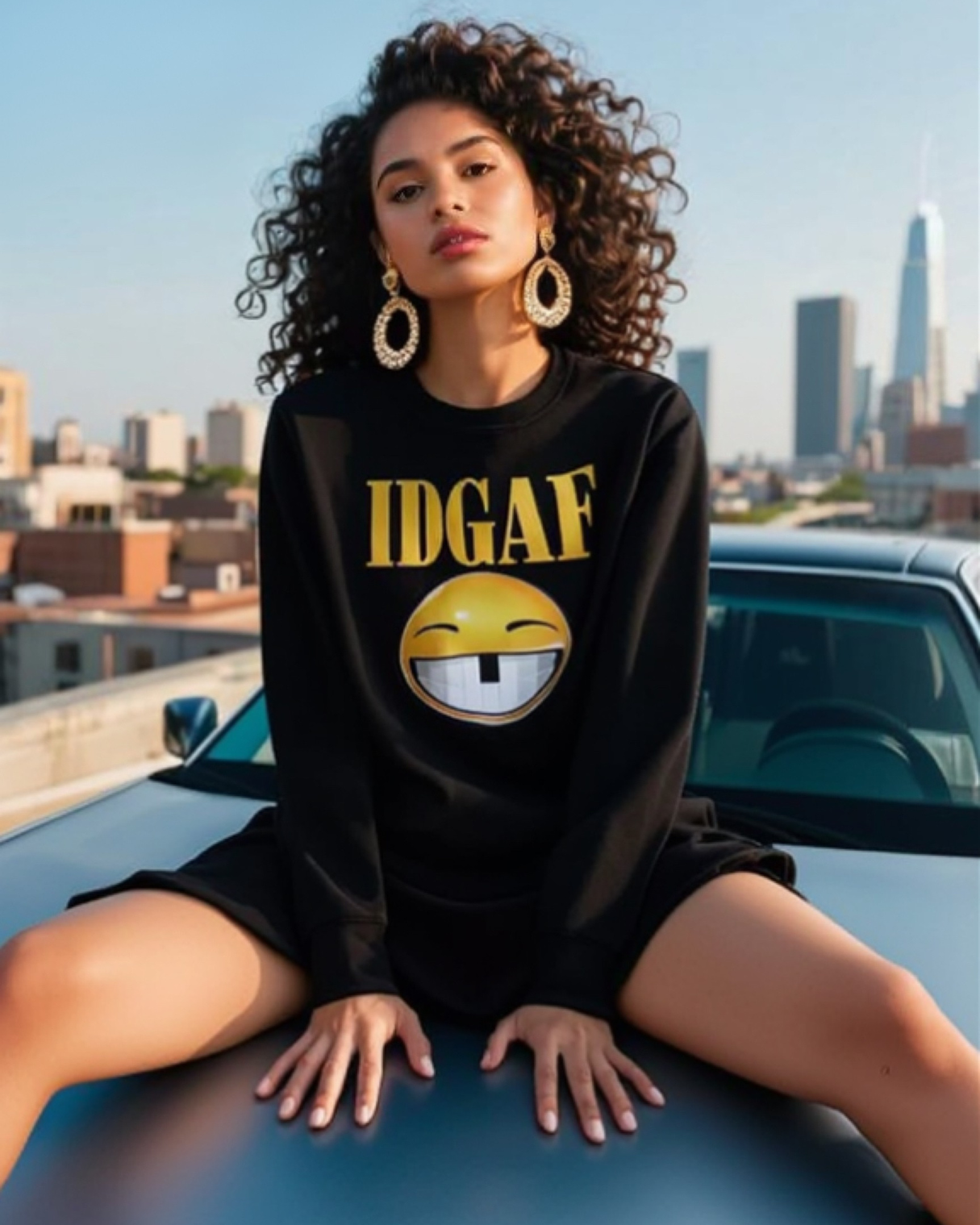 Smiley IDGAF Oversized Fleece