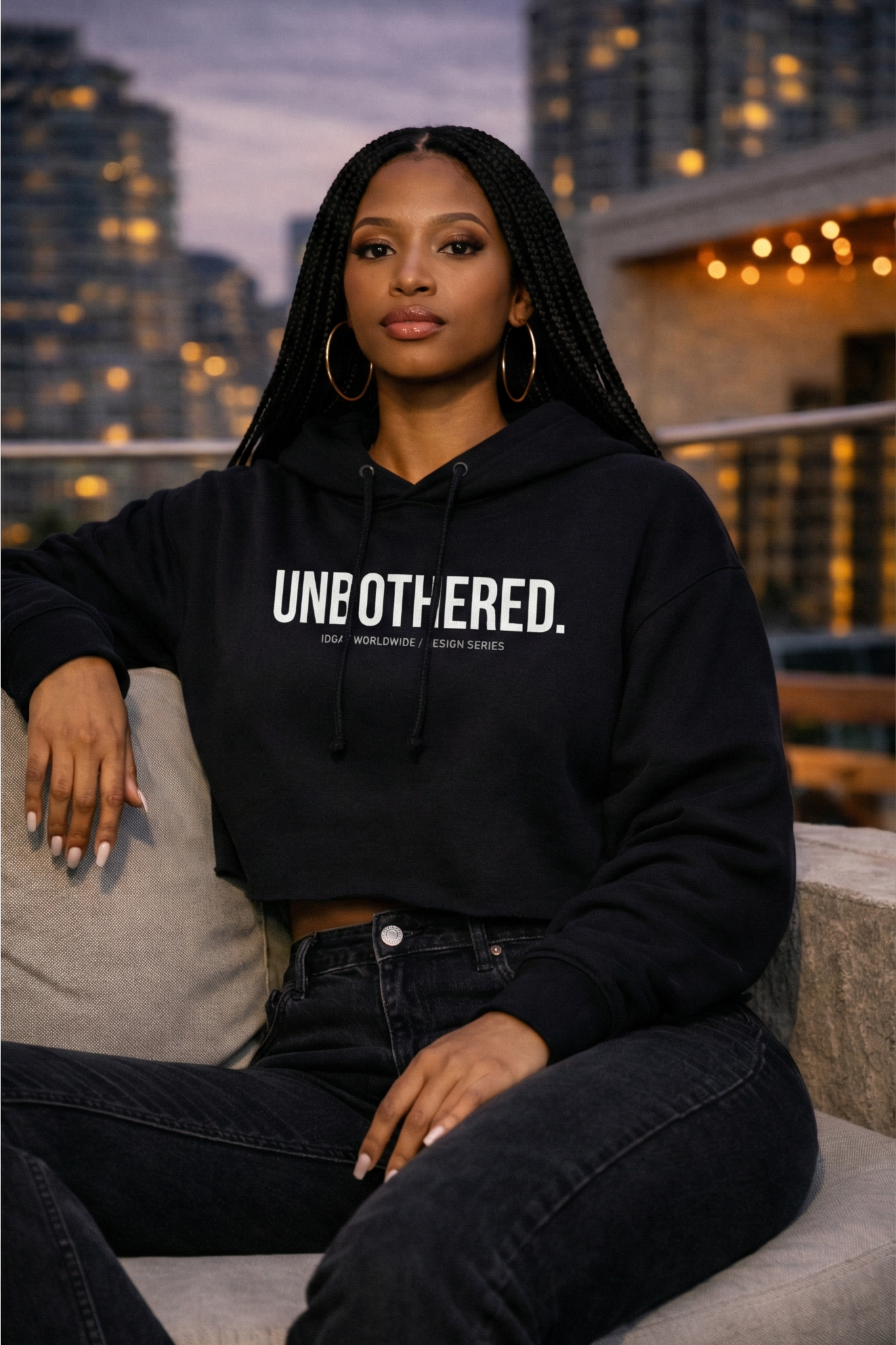 UNBOTHERED — IDGAF Worldwide Crop Hoodie